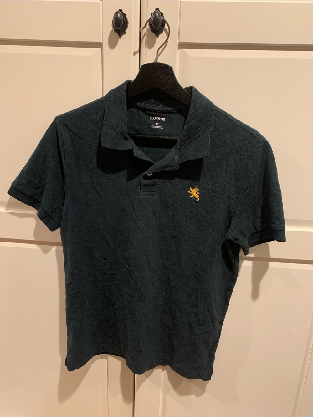 Express Men’s Dark Teal Polo with Yellow Embroidered Crest